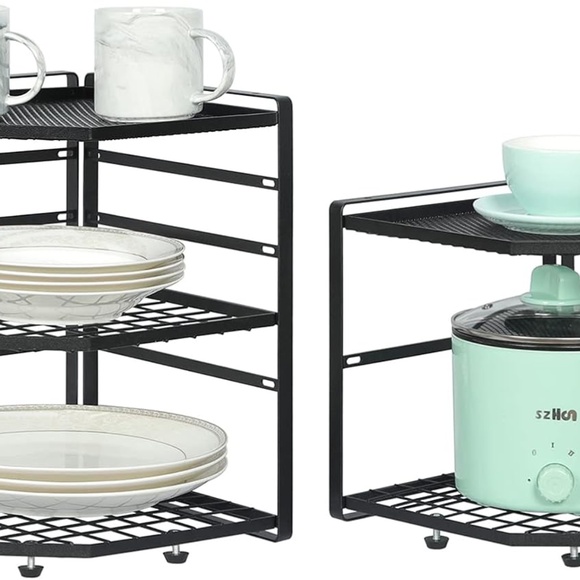 2 Pack Stackable Corner Shelf Stand – Height Adjustable Cabinet Corner Rack - Picture 6 of 7